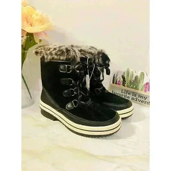 Universal Thread Shoes - Women's Black Ellysia Microsuede Winter Boots